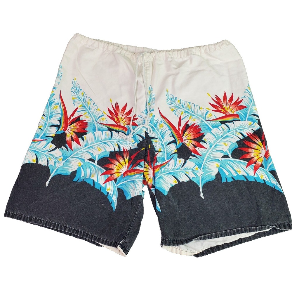 Le Tigre Hawaiian Shorts Multicolor Mens Size Large Summer Beach Vintage 90s Y2k